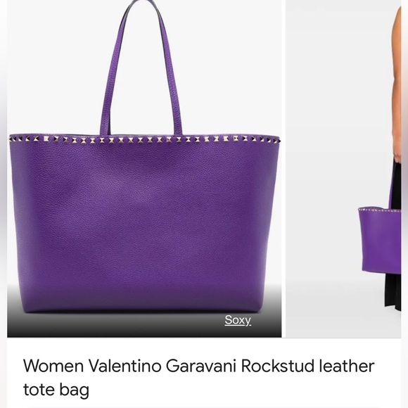 Rockstud leather tote bag - Picture 3 of 13